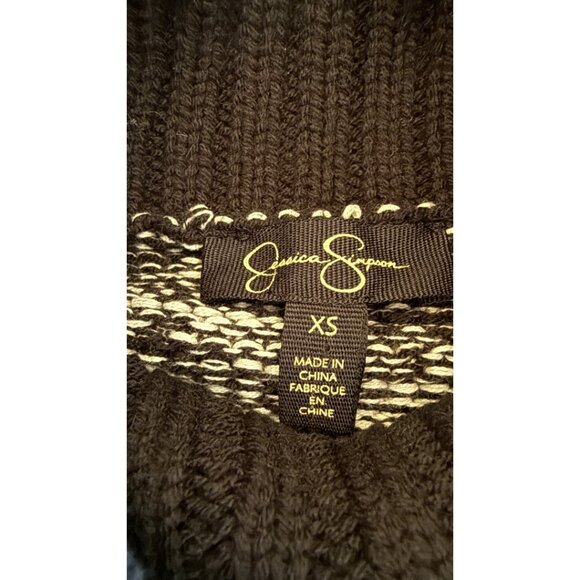 Jessica Simpson Black & White Turtleneck Sweater Size XS Striped Oversize Fit - Picture 8 of 9